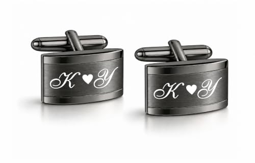 Gunmetal Cufflinks Custom Engraved Free - Personalized Men's Accessory - Father's Day - Groomsmen Wedding Gift | Free Engraving - Ships From USA