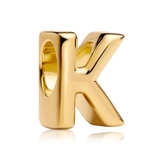 Gold Letter Charms A-Z for Bracelets 925 Sterling Silver Alphabet Initial Charms Beads Jewelry Gifts for Women - color: K