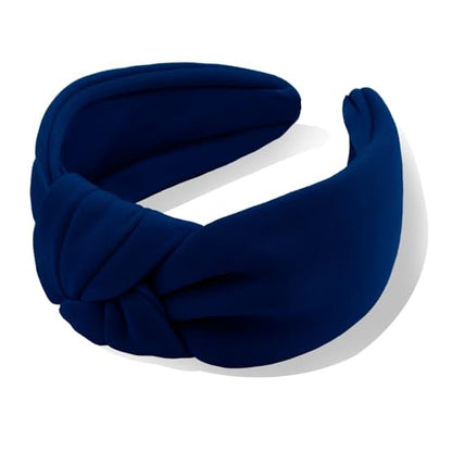YISSION Royal Blue Knotted Headband Wide Headbands for Women Non Slip Head Band Fashion Top Knot Hairband Hair Accessories for Women Girls - color: Royal Blue