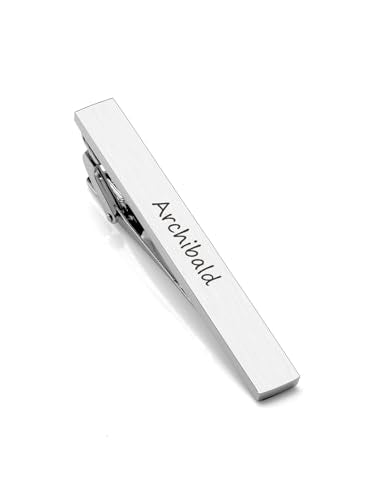 Jovivi Personalized Custom Tie Clip Bar for Men Engraved Tie Clips Pin, Groomsmen Mans Fathers Day Wedding Gift - color: Engraving(Silver)