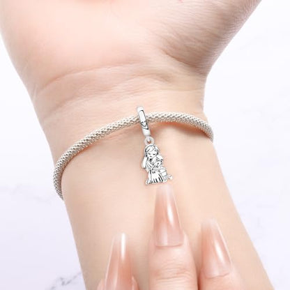 CYCUFF 925 Sterling Silver Charms Suitable for Charm Necklaces, Bracelet Pendants Beads Jewellery Gift for Women - color: Mother & Son Embrace Charm