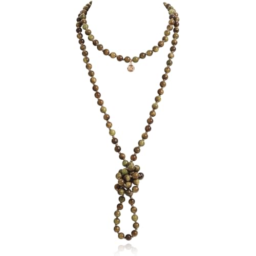 Firstmeet Fashion Natural Round Wood Beads 60'' Long Strand Art Deco Necklace for Women - color: Green LT