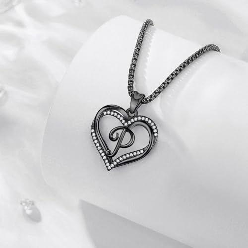 INFUSEU Unique Initial Necklaces for Women Girls Small Heart Letter Jewelry, Meaningful Personalized Gifts - style: P