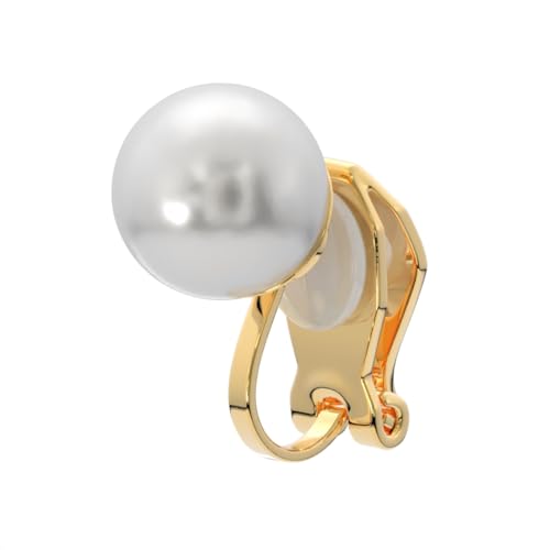 Aloha Earrings Simulated Freshwater Pearl Clip On Stud Earrings - style: Gold Tone