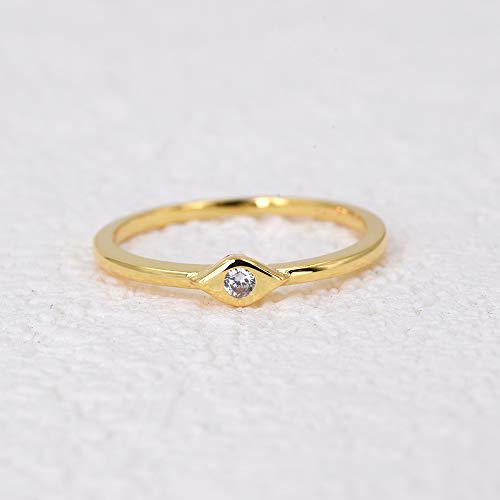 LEMON GRASS Sterling Silver Evil Eye Dainty Ring - color: 18K Yellow Gold Plating