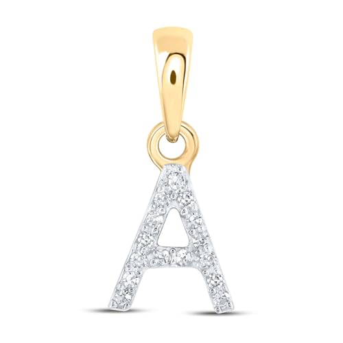 Solid 10K Yellow Gold Real Natural Diamond Womens A-Z Initial Letter Pendant Charm - 1/2 Inch Height - for Necklaces .03 Carat (.03 Cttw) - style: A - 10k Yellow Gold