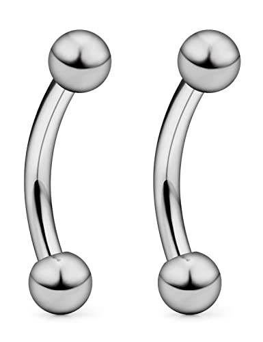 14G 16G Eyebrow Piercing Jewelry G23 Titanium Curved Barbell Eyebrow Ring Vertical Labret Lip Jewelry Rook Daith Earrings Piercing Jewelry for Women Men 6mm 8mm 10mm 12mm 14mm 16mm - color: 14G-12mm