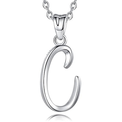 EUDORA Sterling Silver Initial Necklaces for Women, Classic 26 Letter Neckless Gifts for Girls, Sister, Mother Daughter, 18 inch Chain - style: C