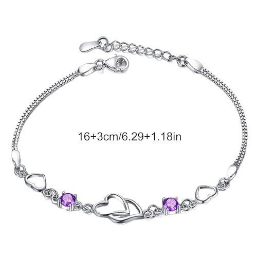 925 Sterling Silver Bracelets for Women Adjustable Love Heart Charm Chain Bracelets Fashion Jewelry Valentine's Day Gifts for Your Lover - color: 1-Silver