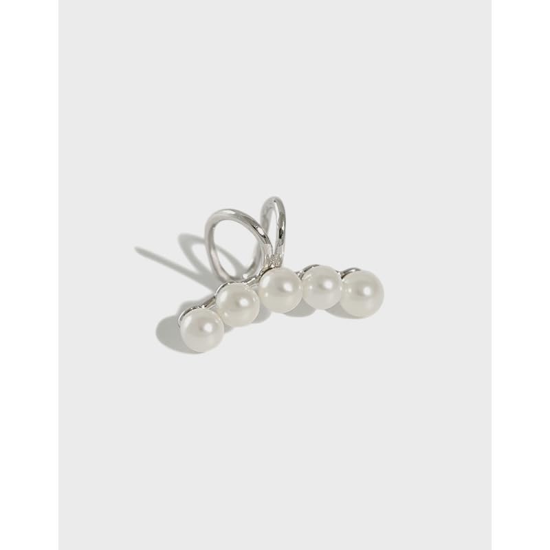 1Pair of Pearl Earrings Cuff For Women Non Piercing Fake Cartilage Wrap Ear Cuff Fashion Earrings Hypoallergenic Ear Cuff Ear Clip on Dainty Jewelry Accessory for Women Trendy - color: Silver