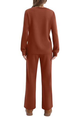 WIHOLL Lounge Sets for Women 2 Piece Travel Vacation Outfits Fall 2026 Sweatsuit Tracksuit - color: Caramel, size: Medium