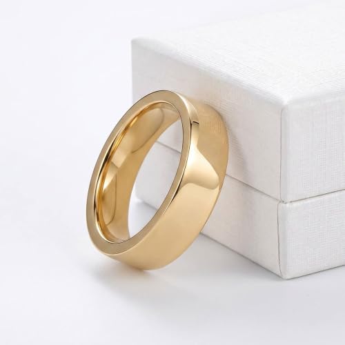 2mm 4mm 6mm Thin Titanium Wedding Rings Band for Women Man - color: Gold-6mm