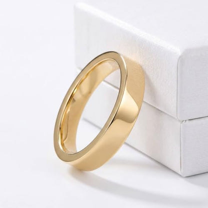 2mm 4mm 6mm Thin Titanium Wedding Rings Band for Women Man - color: Gold-4mm