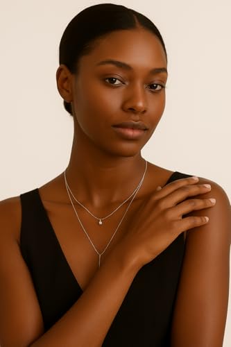 14K Gold Plated Y Necklace for Women – Dainty Lariat Long Pendant Chain, Layered Drop Necklace for V Neck Dress, Simple Sexy Cleavage Jewelry Gifts for Women - color: Silver - Double layer - Bell