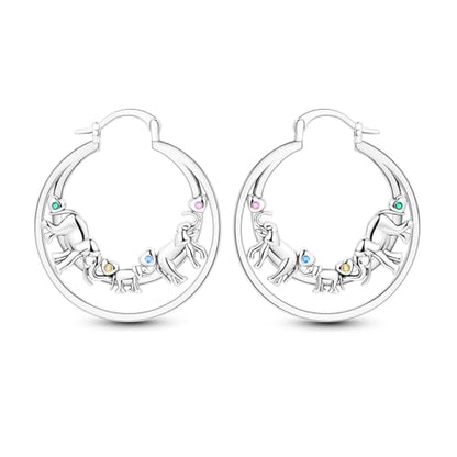 NARMO 925 Sterling Silver Earrings for Women Hypoallergenic Hoop Earrings - color: Elephant Family