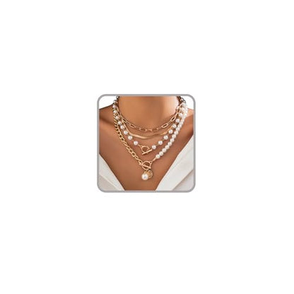 Otxas Layered Gold Necklaces for Women Non Tarnish Chunky Necklace | Stacked Necklaces for Women Heart Pendant Toggle Necklace Paperclip Chain Necklaces for Daily Wear, Party, Gift - style: Style 5