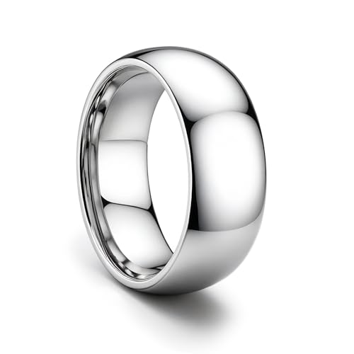 ORAZIO Stainless Steel Rings for Men Women 6MM 8MM Wedding Band Rings Silver/Black/Gold Domed High Polished Basic Wedding Bands Comfort Fit Size 6-14 - color: Silver-8mm