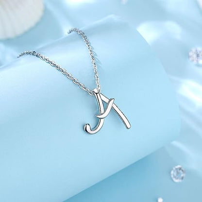 EUDORA Sterling Silver Initial Necklaces for Women, Classic 26 Letter Neckless Gifts for Girls, Sister, Mother Daughter, 18 inch Chain - style: A.