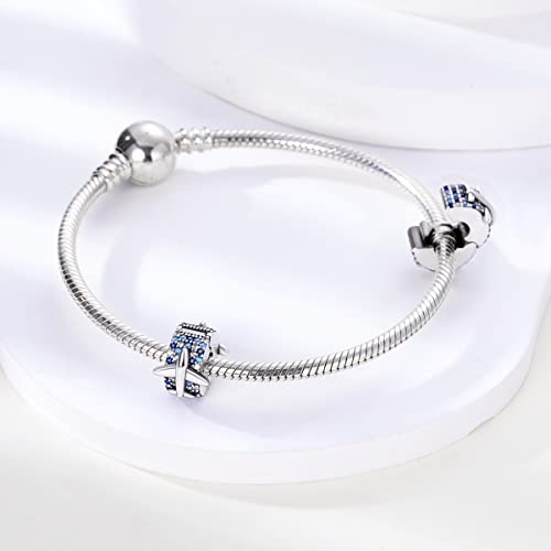 Parmuz Clip Spacer Charm for Bracelet 925 Sterling Silver Stopper Beads | Pave Lock Stopper Charm for Necklace Pink Daisy Butterfly Cubic Zirconia Openable Beads Jewelry Gift for Woman - color: 2pcs flight clip charm