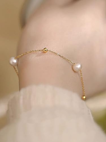 Pearl Bracelets for Women Dainty Baroque Pearl Bracelet White Bridesmaid Bridal Bracelet Wedding Jewelry Gifts for Mother Daughter Matching Outfits - color: A4:pearl bracelet