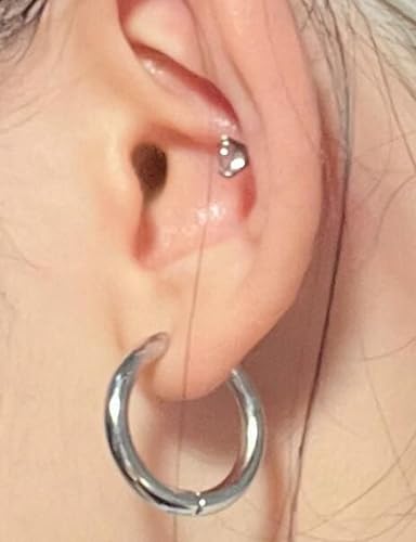 20G-2G Surgical Steel Hinged Clicker Septum Nose Rings Gauges Earrings Seamless Hoops Eyebrow Lip Ring Cliker Helix Tragus Daith Rook Earrings for Women Men - color: Silver, size: 16G(1.2mm)-6/7/8/9/10/12mm