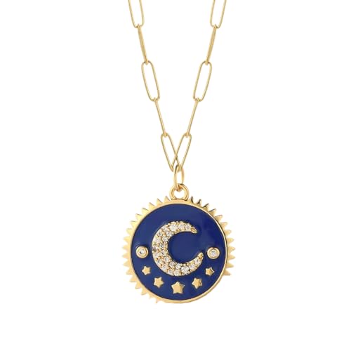 925 Sterling Silver Sun and Moon Necklace Pendant Star Necklace Set Sun moon pendant necklace twitches necklace sun and moon Necklaces and Cloud Sun and Moon Jewelry for Women, - color: NK008G5AC210331G3