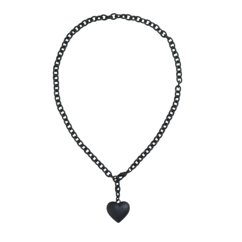 Puffy Heart Pendant Necklace for Women | Long and Short Pendant Necklace with 18K Gold Plated Heart Charm Statement Fashion Jewelry Gift - size: Short, style: Black Chain & Heart