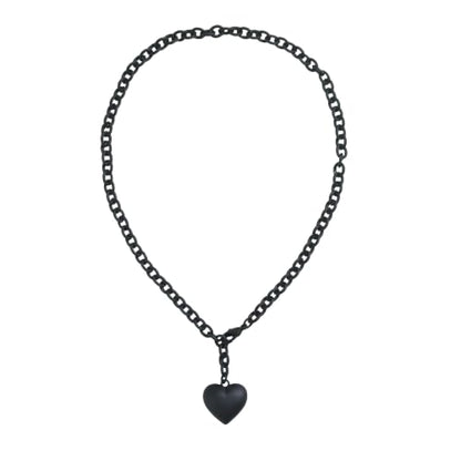 Puffy Heart Pendant Necklace for Women | Long and Short Pendant Necklace with 18K Gold Plated Heart Charm Statement Fashion Jewelry Gift - size: Short, style: Black Chain & Heart