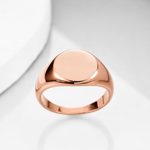 MYNENEY Stainless Steel Round Statement Pinky Signet Rings for Men Women - color: Custom-Rose Gold
