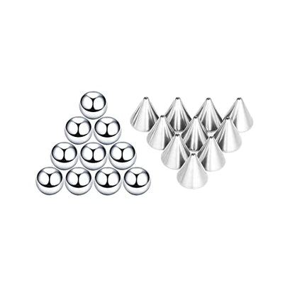 COLORFUL BLING Fake Eyebrow Nose Lip Ring Labret Studs Stainless Steel Replacement Balls Spike with 20pcs Sticker Non-Piercing Body Jewelry Fake Skin Sticker Piercing - color: 3mm silver