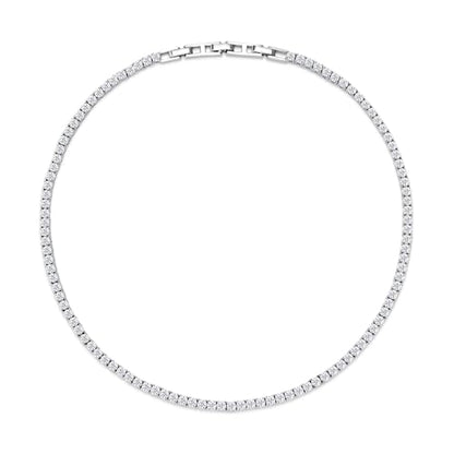 LANE WOODS Simulated-Diamond-Moissanite Tennis-Choker Necklaces-for-Women: Adjustable 18K White Gold Plated Sterling Silver Chain Necklace for Woman Prom Wedding Anniversary Party Jewelry Gifts - style: 13"-15"