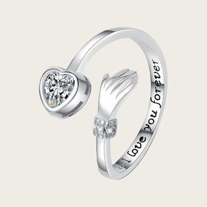 Granddaughter Daughter Hug Ring For Hope Rings, Stainless Steel Inspirational Jewelry Engraved Always With You Love You Forever Message Adjustable Non Tarnish Jewelry Birthday Gift Card - color: LYF White Diamond