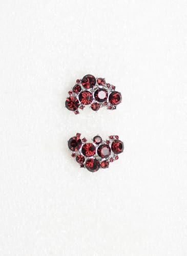 Faship Gorgeous Clip Ons Floral Earrings - color: Burgundy