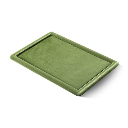 Velvet Jewelry Display Tray for Ring Earrings Necklace Bracelet Flat Tray - color: Olive Green, size: 12.99 × 9.06 in