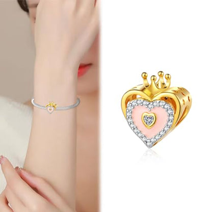 Charm for Bracelets and Necklaces, Heart Animals 925 Sterling Silver Bead Celestial Sun Moon Star Charms Jewelry Gift for Women Girls - color: Happy Birthday Heart Charm