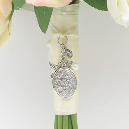 IDLAN Bouquet Locket Photo Charm Wedding Bouquet Memory Charm Memorial Bride Pendant Memorial Photo Keepsake