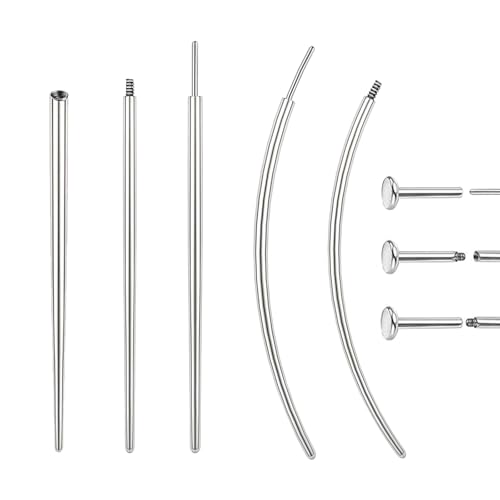 Piercing Taper Ball Grabber Tool Stainless Steel Nose Ear Piercing Kits | Nose Septum Eyebow Helix Conch Tragus Daith Piercing Jewelry Changing Tool,14G 16G 18G 20G Flat Back Earrings Applicator Tool - style: 16G Curved Piercing Taper
