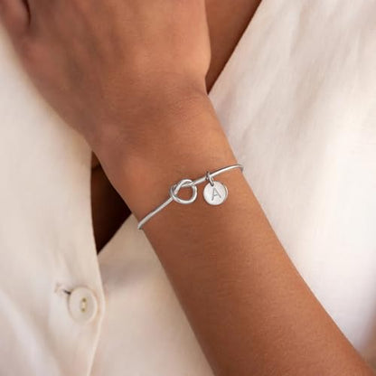 M MOOHAM Gold Initial Bracelets Gifts for Women Teen Girls - Dainty Tie the Knot Letter A-Z Initial Bracelet for Women 14K Gold Plated Cuff Bracelet Jewelry Personalized Bridesmaid Proposal Gifts - style: A - 14K Gold Plated