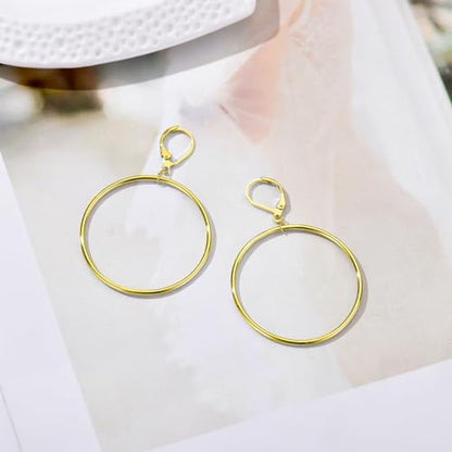 Silver Large Big Circle Hoop Dangle Earrings for Women Hypoallergenic - style: Gold 60mm