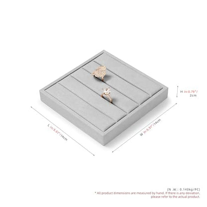 Microfiber Ring Display Stand Small Ring Tray Showcase | Jewelry Display Home Organizer Gray - size: 5.49" x 5.51" x 0.78"