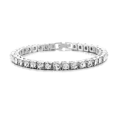 HH BLING EMPIRE 14K Gold and Silver Bracelets Diamond Tennis and Cuban Link Bracelet for Men Women Hip Hop Jewelry - color: Set B-Silver, size: 7.5"