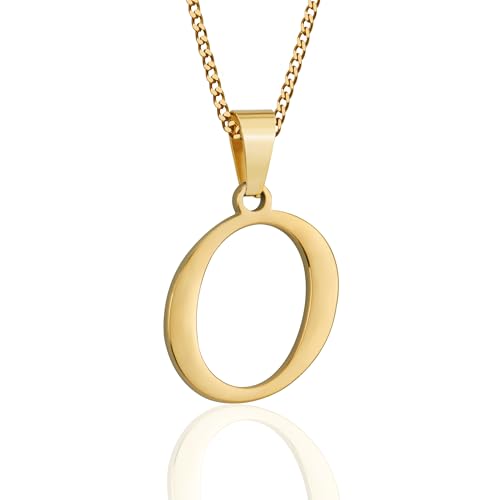 Suweibuke Initial Necklace for Men Women Boys Girls, 18K Gold Plated 26 Letters Pendant Necklace, Personalized Jewelry Gifts - color: Gold--1O