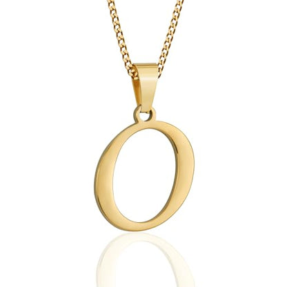 Suweibuke Initial Necklace for Men Women Boys Girls, 18K Gold Plated 26 Letters Pendant Necklace, Personalized Jewelry Gifts - color: Gold--1O