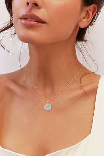 Tewiky Cross Necklace for Women 14k Gold Plated Cross Pendant Necklaces | Cute Necklaces for Women,Jewelry ,Graduation Gift for Her - color: Deep Blue