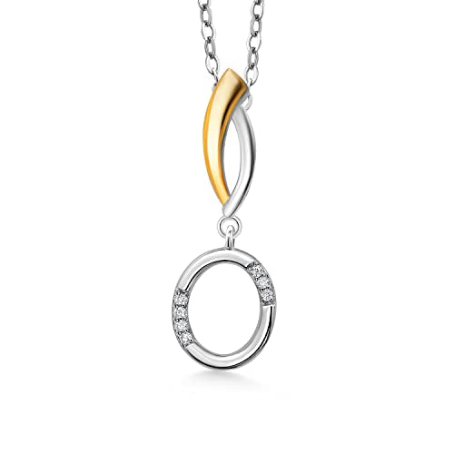 Gem Stone King Initial Pendant Necklace Letter A to Z Alphabet | 925 Sterling Silver | White Moissanite | Gift Women Mother's Day Christmas Wife Mom Girlfriend Anniversary Birthday | By Keren Hanan - style: Initial O