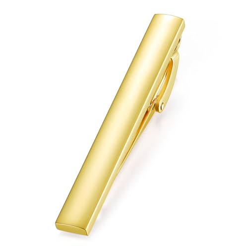 HONEY BEAR 5cm/5.4cm/6cm Mens Tie Clip Bar for Normal Size Steel Business Wedding Gift 1.97"/2.12"/2.36" - style: 6cm Shinny Gold