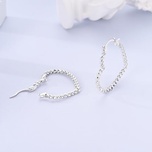 NARMO 925 Sterling Silver Earrings for Women Hypoallergenic Hoop Earrings - color: Weaving Love