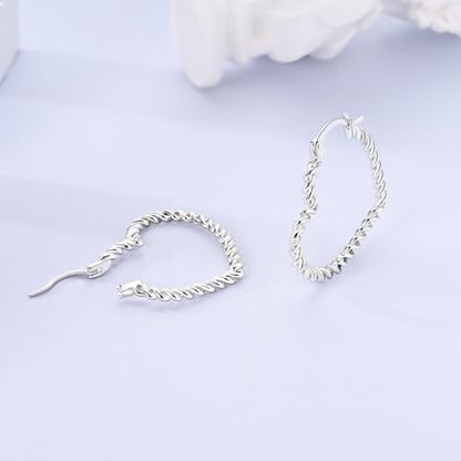 NARMO 925 Sterling Silver Earrings for Women Hypoallergenic Hoop Earrings - color: Weaving Love