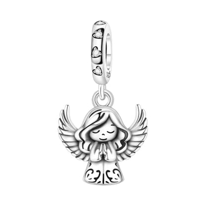 925 Sterling Silver Charms for Bracelets and Necklace Religious Cross Pendants Praying Hands, Bible, Virgin Mary, Jesus, Church Bead Jewelry - color: Cute Angel Pendant