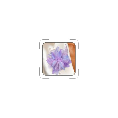 Dainty Large Flower Feather Brooch Pin for Women Oversized Floral Lapel Pins Ostrich Feathers Brooch Elegant Shawl Dress Suit Ceremony Clothes Accessories Wedding Dance Banquet Outfits Accessories - color: Purple and Blue